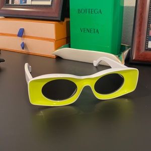Loewe White Frame Sunglasses with Neon Yellow Interior